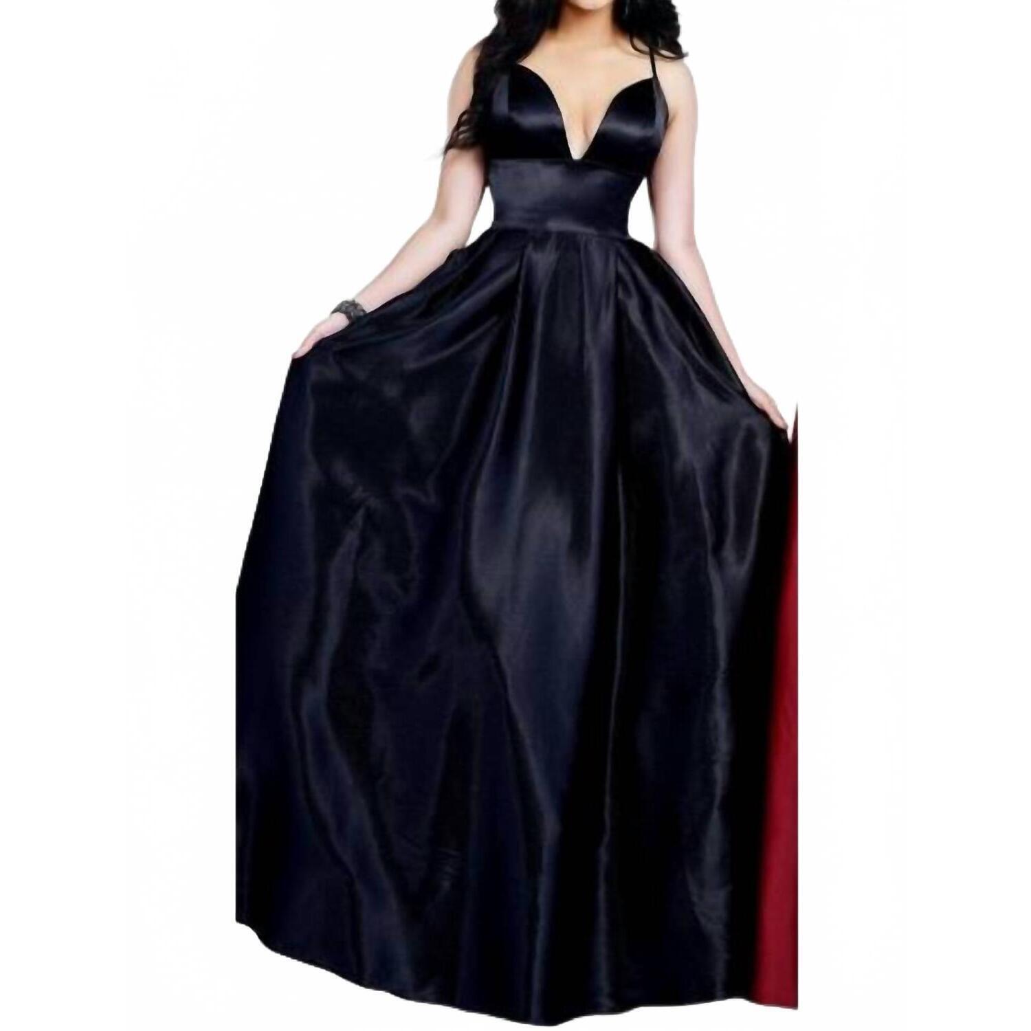 New Karishma Creations Satin Prom Dress In Black